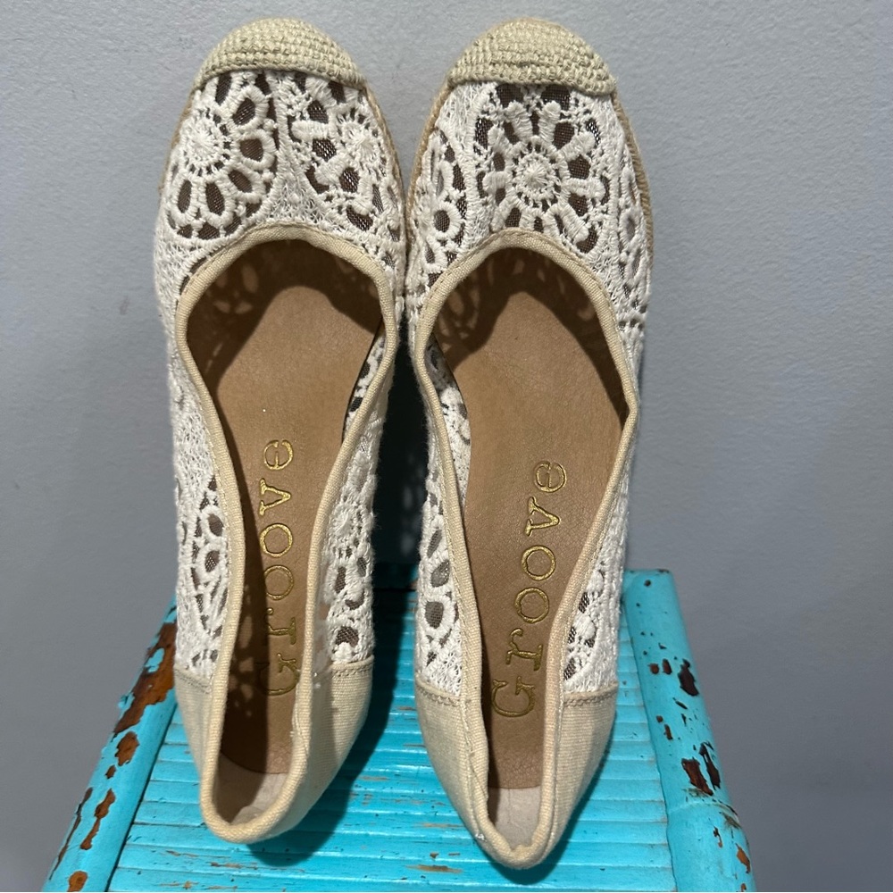Groove Footwear Natural Crochet Bestie Espadrille Size 8 - Picture 9 of 15